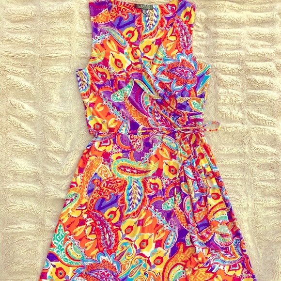 NWOT Ralph Lauren Paisley Wrap Dress- S/P - Picture 2 of 11